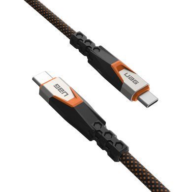 Кабель USB-C > USB-C 3.2 заряджання/синхронізації UAG 0.75м, 240Вт, Type-C, Rugged Double Braided Nylon, Black/Orange (9B4415114097) [108603]