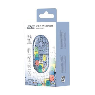 Миша 2E MF300 PETS:CATS Silent WL BT, синій (2E-MF300WPETSBL) [104091]
