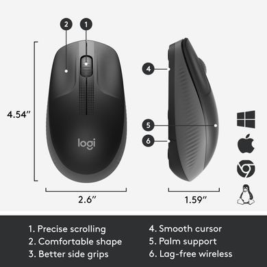 Миша бездротова Logitech M190 Wireless Charcoal (910-005905) [502664]