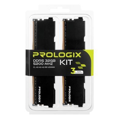 Модуль пам`ятi DDR5 2x16GB/5200 Prologix Black (PRO32GB5200B5K) [610636]
