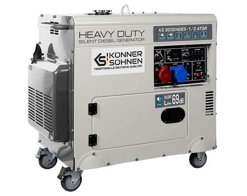 Генератор дизельний Konner&Sohnen KS 9202HDES-1/3 ATSR (EURO II), 230/400В, 1/3 фази, 6.5/7.5кВт, АВР(ATS), електростартер, 168кг (KS9202HDES1/3ATSR) [15957]