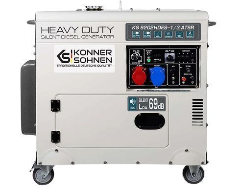 Генератор дизельний Konner&Sohnen KS 9202HDES-1/3 ATSR (EURO II), 230/400В, 1/3 фази, 6.5/7.5кВт, АВР(ATS), електростартер, 168кг (KS9202HDES1/3ATSR) [15957]