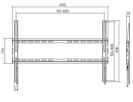 Кронштейн для ТВ AGN фіксований/37"-80"/45 кг/max.VESA 600x400/Black (AGN80-460F) [401729]