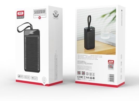 Портативний зарядний пристрій XO PR158 - 50000 mAh 3-Input PD20W + QC22.5W with light Black (PR158_Black) [201934]