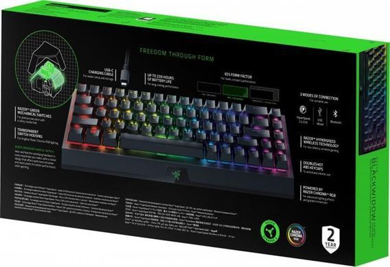 Клавіатура бездротова Razer BlackWidow V3 Mini Hyperspeed Green Switch Black (RZ03-03891600-R3R1) [619345]