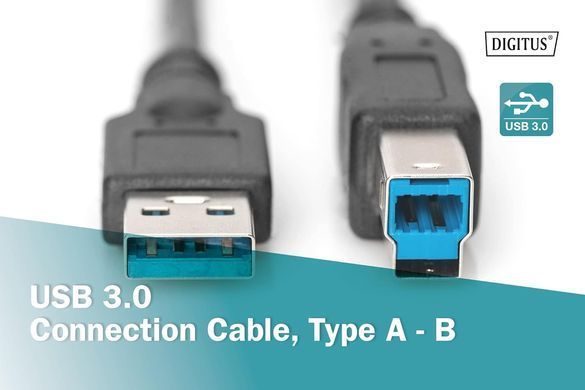 Кабель DIGITUS USB 3.0 (AM/BM) 1.8м, чорний (AK-300115-018-S) [110318]
