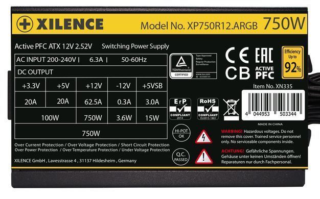 БЖ 750W Xilence Gaming Gold Series, 120mm, >90%, Retail Box (XP750R12.ARGB) [402872]