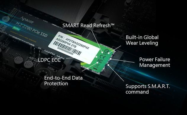 Накопичувач SSD 512GB Apacer AS2280P4X M.2 PCIe 3.0 3D TLC (AP512GAS2280P4X-1) [610303]