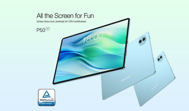 Планшет Teclast P50 11" 6ГБ, 128ГБ, LTE, 8000мА&bull;год, Android, блакитний (6940709686829) [101400]