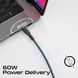 Комплект кабелів Promate USB Type-C - USB Type-C (M/M), 3A, 60W, 0.3 м, 1.2 м, 2 м Black (cablekit-cc.black) [604431], фото 3