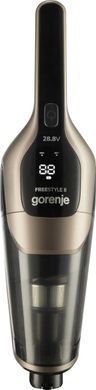 Пилосос Gorenje бездротовий, 176Вт, конт пил -0.6л, автон. робота до 70хв, HEPA, 2 в 1, підсвічування, індикатор, щітка- електротурбо, бронзи (SVC288191FSIIGO) [102450]