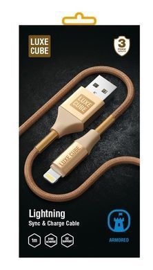 Кабель Luxe Cube Armored USB - Lightning (M/M), 1 м, золотистий (8886668670012) [603791]