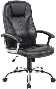 Крісло 2E OFFICE OC135, PU-шкіра, фіксовані підлокітники, чорний (2E-OC135-BLACK) [115302]