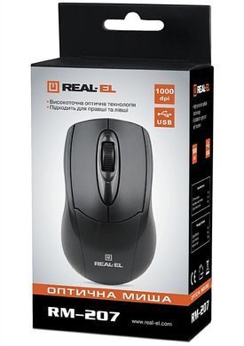 Миша REAL-EL RM-207 Black (EL123200015) [606477]