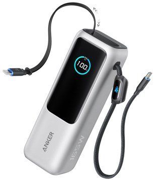 Портативний зарядний пристрій Anker 25000 mAh 165W PD Built-In Double USB-C Cables Silver (A1695H41) [202576]