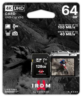 Карта пам`ятi SDXC 64GB UHS-I/U3 Class 10 Goodram IRDM S3A0 R100/W40MB/s (IR-S3A0-0640R12) [615233]