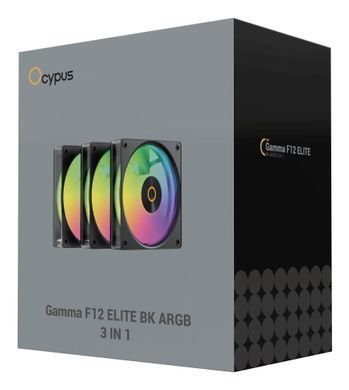 Набір із трьох вентиляторів для корпусу 120MM GAMMA F12 ELITE BK ARGB 3 IN 1 OCYPUS (GAMMA-F12-BK3AM00E-GL) [502906]