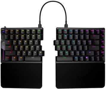 Клавіатура механічна ASUS ROG Falcata split, 83key, Magnetic Switch, USB-A/WL/BT, EN, RGB, чорний (90MP043H-BKUA20) [110568]