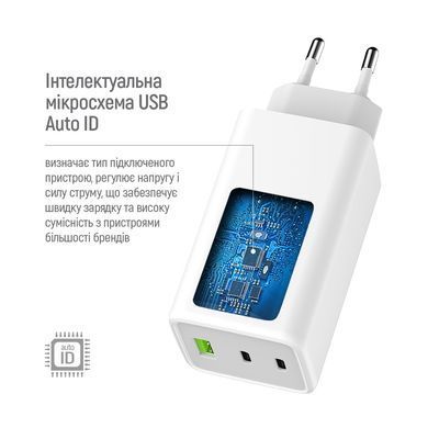 Мережевий зарядний пристрій ColorWay GaN Mini 100W PD Port PPS USB (USB-2C1A) White (CW-CHS061PD-WT) [603379]