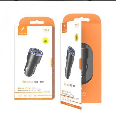 Автомобільний зарядний пристрій SkyDolphin SZ15 Aluminium QC3.0 (2USB, 2.4A) Black (AZP-000087) [603122]
