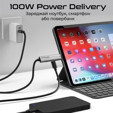 Кабель Promate USB Type-C - USB Type-C (M/M), 5A, 100W, 1.5 м, Black (portlink-c3.black) [604432]