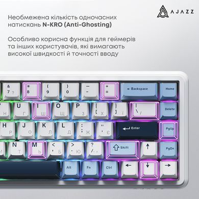 Клавіатура бездротова Ajazz AK680 Max (8+8K) Magnetic Switch White (AK680-M-BWD-A) [612713]