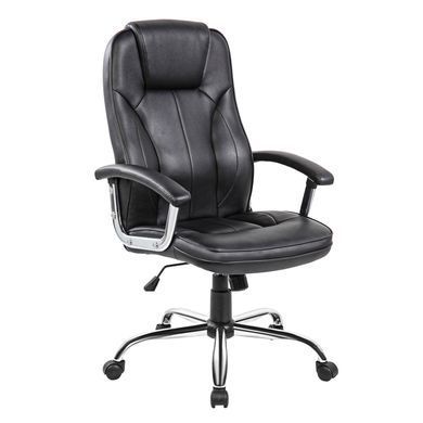 Крісло 2E OFFICE OC135, PU-шкіра, фіксовані підлокітники, чорний (2E-OC135-BLACK) [115302]