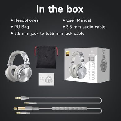 Гарнітура OneOdio Pro 10, 3,5мм/6,35мм, Silver (Pro 10 Silver) [404473]