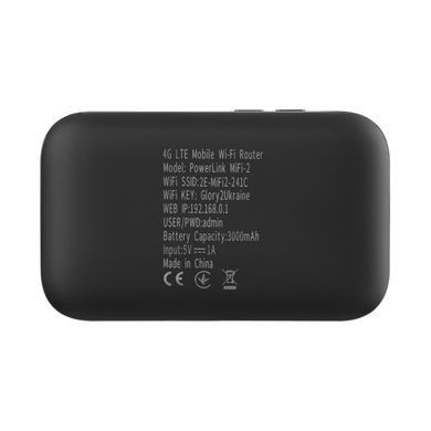 Мобільний маршрутизатор 2E PowerLink (MiFi-2 2025) N150, LTE, Wi-Fi4, 1xType-C, 1xCRC9, 3000мА&bull;год чорний (794300866717) [112908]