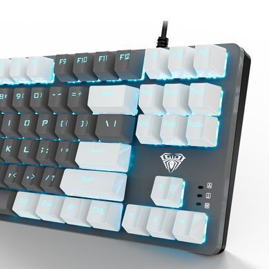 Клавіатура Aula Mechanical F3287 White/Grey Keycap KRGD Blue (6948391240688) [605972]