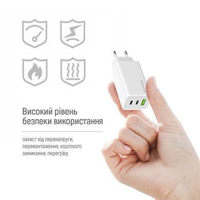 Мережевий зарядний пристрій ColorWay GaN Mini 100W PD Port PPS USB (USB-2C1A) White (CW-CHS061PD-WT) [603379]