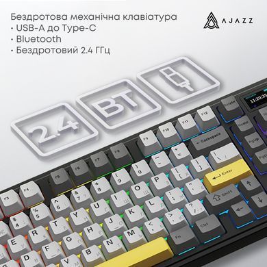 Клавіатура бездротова Ajazz AK980 V2 Gift Switch V2 Black (AK980-V2-G-BGY) [618100]