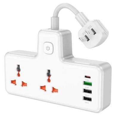 Мережевий подовжувач HOCO AC12 Reise 2-position expansion socket(PD30W/1C3A) (US) White (6942007607087) [802780]