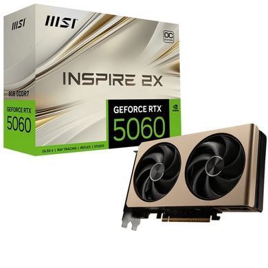 Відеокарта GF RTX 5060 8GB GDDR7 Inspire 2X OC MSI (GeForce RTX 5060 8G INSPIRE 2X OC) [610682]