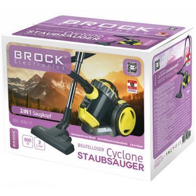 Порохотяг BROCK контейнерний/ 800Вт/ 2л/ фільтр НЕРА/ чорно-жовтий (BVC 8056 YT) [401625]