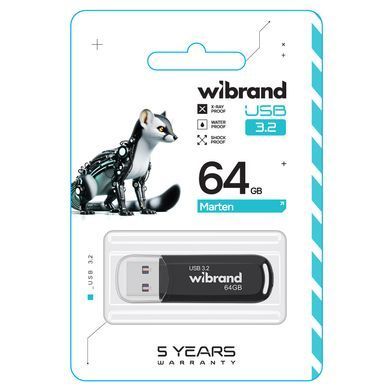 Флеш-накопичувач Wibrand USB 3.2 Gen1 Marten 64GB Black (WI3.2/MA64P10B) [803044]