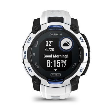 Смарт-годинник Garmin Instinct 3 45mm Solar Whitestone with Whitestone/Bolt Blue Silicone Band (010-02934-03) [619510]