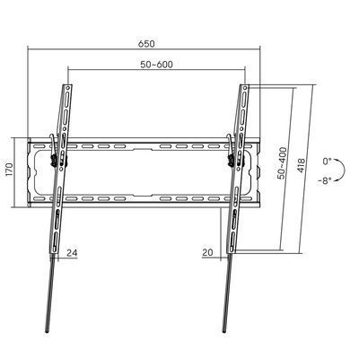 Кронштейн для ТВ AGN з нахилом/37"-80"/45 кг/max.VESA 600x400/Black (AGN80-460T) [401730]