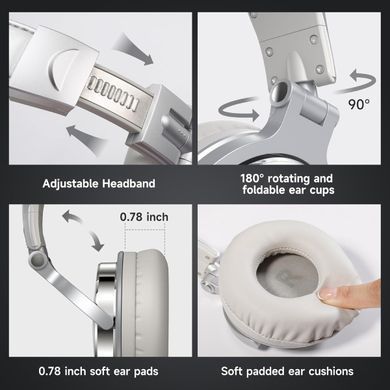 Гарнітура OneOdio Pro 10, 3,5мм/6,35мм, Silver (Pro 10 Silver) [404473]
