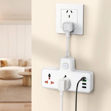 Мережевий подовжувач HOCO AC12 Reise 2-position expansion socket(PD30W/1C3A) (US) White (6942007607087) [802780]