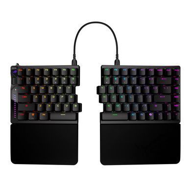 Клавіатура механічна ASUS ROG Falcata split, 83key, Magnetic Switch, USB-A/WL/BT, EN, RGB, чорний (90MP043H-BKUA20) [110568]