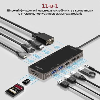 USB-хаб Promate PrimeHub-Pro USB Type-C Grey (primehub-pro.grey) [605174]