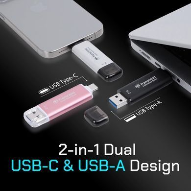 Портативний SSD Transcend 2TB USB 3.1 Gen 2 Type-A + Type-C ESD310 Чорний (TS2TESD310C) [113115]