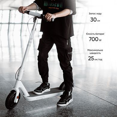 Електросамокат OKAI ES10-NEON Lite White 9", 300(600)W, 7.8Ah, 30km, 25km\h, 20%, NFC, App, 15kg (ES10-W) [800009]