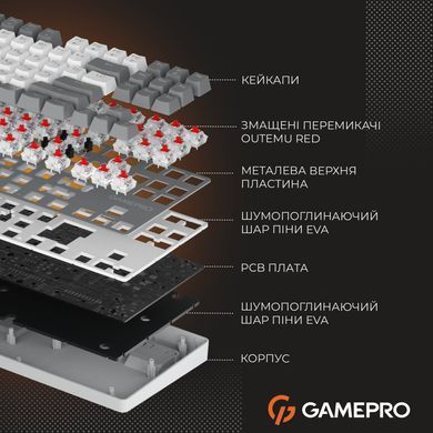 Клавіатура GamePro Genesis Metallic Outemu Red Swithes USB Gray (MK110G) [615507]