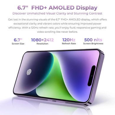 Смартфон Oukitel P1 6.7" HD /8GB/256GB/ G99 /5150mAh/ 50+32Мп / Purple (P1_PL) [405312]