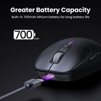 Мишка ігрова UGREEN 2.4GHz MU103, бездротова + Bluetooth, 5000dpi., 6кн., Чорна (90539) [401305]