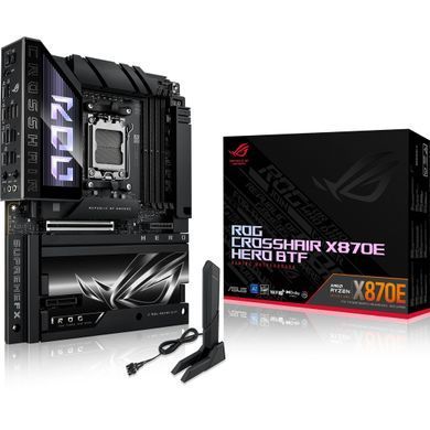 Материнcька плата ASUS ROG CROSSHAIR X870E HERO BTF sAM5 X870E 4xDDR5 M.2 HDMI Wi-Fi BT ATX приховане підключення роз'ємів (90MB1MX0-M0EAY0) [111746]