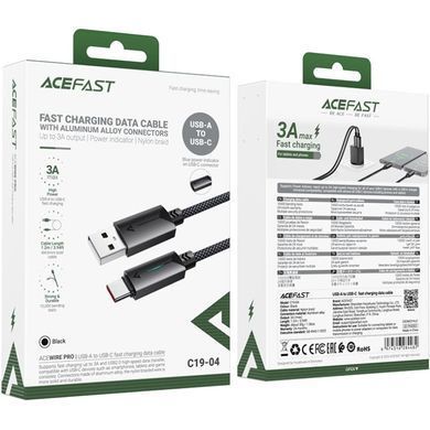 Кабель USB 2.0 AM-Type-C M, 1.2 м, 60W C19-04 Black Acefast (6974316284482) [404588]
