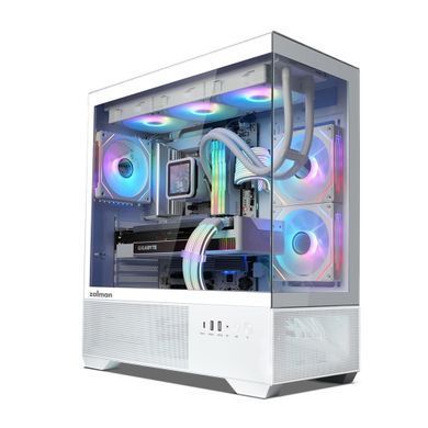 Корпус Zalman Chronix без БЖ, 1xUSB3.0, 1xUSB2.0, 1x Type C, 2x120мм ARGB Reverse, 1x120мм ARGB, VGA 410мм, LCS ready, TG Side/Front Panel, ATX, білий (CHRONIXWHITE) [109656]